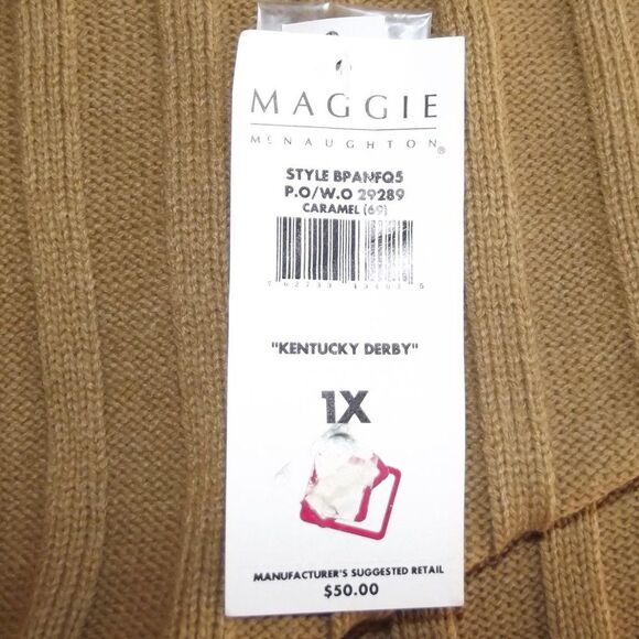 new MAGGIE MCNAUGHTON Sweater/Knit Top, 1X, Sleeveless, Caramel Brown - Picture 10 of 12